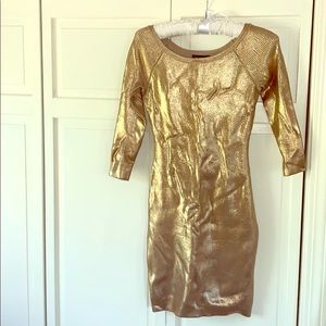 Bebe gold bodycon cocktail dress S/P